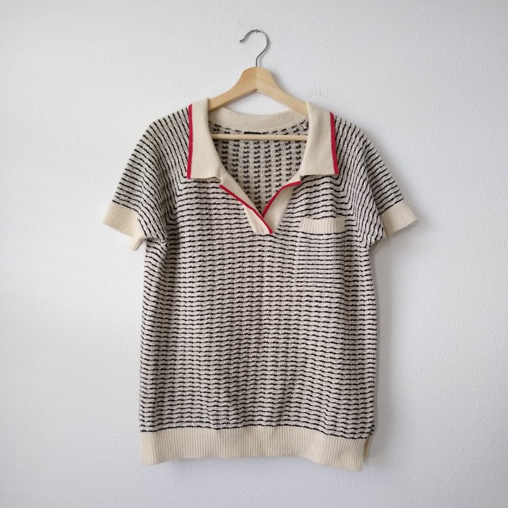 Rachel Comey Baby Alpaca Short Sleeve Sweater with Collar | S
